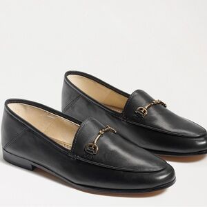 Sam Edelman Black Leather Loafers with Gold Detail